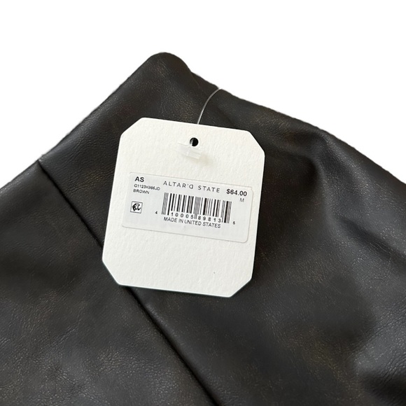 NWT Altare'd State Katarina Distressed Vegan Leather Skirt / Brown / Size M - Picture 14 of 15